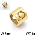 8mm golden titanium steel hollow heart charm bead for necklace jewelry making - Gold Letter O Style (KLJ1336-Z)