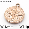 Colgante redondo de acero inoxidable oro rosa con diseño de estrella y textura martillada - Oro Rosa (KLJ6107-Z)