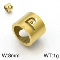 Gold titanium steel heart cutout cylindrical bead pendant for necklace, 8mm 1g - Gold Letter P Style (KLJ1337-Z)