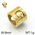 Golden titanium steel hollow letter Q cylinder pendant bead, 8mm width and 1g weight - Gold Letter Q Style (KLJ1338-Z)