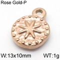 Rose gold stainless steel octagonal star pendant with dotted border 13x10mm - Rose Gold (13*10mm)