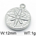 Silberner Edelstahl-Anhänger 12mm rund mit Hammerschlag-Textur und Sternmuster - KLJ6105-Z / Stahlfarbe (12mm)