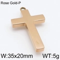 Ciondolo a croce minimalista in acciaio inossidabile oro rosa, misura 35x20mm - Oro Rosa (KLJ5068-Z) / 20*35mm