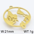 Colgante circular de mapa mundial en acero inoxidable dorado con ancho de 21 mm - 21mm / Dorado (KLJ4323-Z)