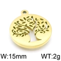 Colgante árbol de la vida de acero inoxidable dorado, ancho 15mm y peso 2g, calado - 15mm / Dorado