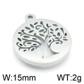 Colgante Árbol de la Vida redondo de acero inoxidable plateado 15mm calado fino - 15mm / Color Acero