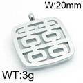 Silver stainless steel hollow Double Happiness pendant, 20mm width and 3g weight - 20mm / Steel (KLJ6775-Z)