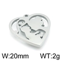 Colgante de corazón de acero inoxidable calado con silueta de madre e hijo, 20mm - Color Acero (KLJ4844-Z)