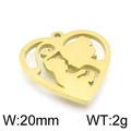 Colgante corazón de acero inoxidable dorado con silueta madre e hijo, 20mm de ancho y 2g - Color Dorado (KLJ4845-Z)