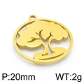 Golden 20mm hollow tree of life pendant in stainless steel with 2g lightweight design - Gold Hollow Tree of Life Pendant (KLJ4262-Z) / 20mm