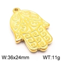 Goldener Hamsa Hand Edelstahl-Anhänger mit feinem Schnörkelmuster, Größe 36x24mm - Stil 2 Goldfarbe (KLJ5704-Z)