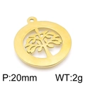 Colgante árbol de la vida dorado en acero inoxidable, dije redondo 20 mm, peso 2 g - 20mm(KLJ4285-Z) / Dorado