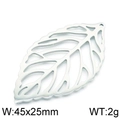 Ciondolo foglia cava in acciaio argento, misura 45x25mm e peso 2g per gioielli fai da te - Argento (KLJ5828-Z) / 45*25mm