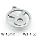 Silver Taurus zodiac pendant in hollow circular design, 15mm width and 1.5g weight - Steel Taurus