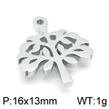 Ciondolo Albero della Vita in acciaio inossidabile lucido, misura 16x13mm e peso 1g - Mini Albero Vuoto-Argento (KLJ4283-Z)