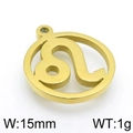Golden stainless steel Leo zodiac pendant, 15mm circular hollow design DIY accessory - Gold Leo