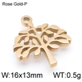 Ciondolo albero della vita in acciaio inossidabile oro rosa 16x13mm per gioielli - Mini Albero Della Vita-Oro Rosa (KLJ4329-Z)