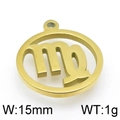 Golden stainless steel Virgo zodiac pendant with 15mm width and 1g weight design - Gold Virgo