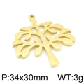 Ciondolo Albero della Vita dorato in acciaio inossidabile 34x30mm per gioielli - Grande Albero Vuoto-Oro (KLJ4277-Z)