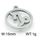 Silver Capricorn zodiac sign round pendant in 15mm stainless steel for DIY jewelry - Steel Capricorn