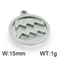 Golden Aquarius stainless steel zodiac pendant, circular openwork charm, 15mm DIY accessory - Steel Aquarius