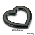Colgante de corazón DIY en acabado negro pistola, tamaño 35x35mm, peso 11g - Negro Sin Agujero (KLJ2679-Z)