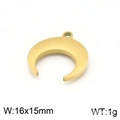 Gold crescent moon charm in polished stainless steel with circular ring for DIY jewelry - 16*15mm / Gold