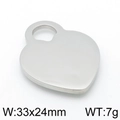Silver stainless steel hollow heart pendant 33x24mm with 7g weight for DIY jewelry - 33x24mm / Steel