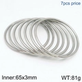 Set of 7 silver stainless steel round bangles with 65mm inner diameter for women - 7Pcs Set-Silver (KB124190-LO)