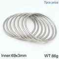 Set di 7 bracciali rigidi in acciaio al titanio argento lucido, 3mm x 69mm - Argento (Set di 7) / 68*3mm