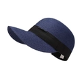 Dunkelblauer Strohhut mit schwarzem Dekoband für Sommer Strand und Outdoor Aktivitäten - Einheitsgröße / Marineblau