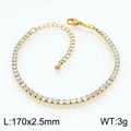 Golden titanium steel four-leaf clover bracelet with white shells and tassels - Gold Square Zircon Tennis Style (Gold KB154272-Z)
