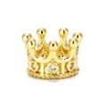 Exquisite golden crown bead with micro-paved zircons for DIY bracelet and jewelry making - White Zirconia / Gold