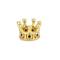 Detailed close-up of golden crown bead featuring micro-set black stones for DIY jewelry - Black Zirconia / Gold