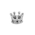 Close-up of silver crown bead with black zircon inlay for DIY jewelry bracelet - Black Zirconia / Silver