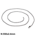 Titanium steel silver beaded ball chain necklace 2.4mm diameter and 550mm length - 2.4mmx550mm(KN93485-Z)