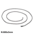 600mm stainless steel beaded ball chain necklace with 3mm silver round spheres - 3.0mmx600mm(KN93486-Z)
