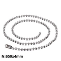 Titanium steel silver bead chain necklace 650x4mm size with secure barrel clasp - 4.0mmx650mm(KN93487-Z)