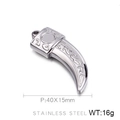 Pendentif dent de loup en acier inoxydable argenté pour homme de 40x15mm de taille - Couleur Acier (KLJ390-Z)