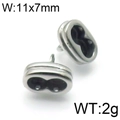 Silberner Edelstahl-Infinity-Verschluss für Lederarmbänder, Maße 11x7mm, 2g Gewicht - Silberne Ovale Schnalle (KLJ6436-Z)