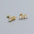 Pendientes de plata S925 bañados en oro con circonitas y cierre de tuerca de seguridad - Plata 925 / Dorado
