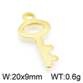 Colgante de llave de acero inoxidable dorado para joyas DIY, tamaño 20x9mm y peso 0,6g - 20x9mm / Color Dorado (KLJ4841-Z)