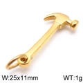 Creative golden hammer tool pendant in stainless steel with 25x11mm size and 1g weight - Gold Hammer (KLJ5573-Z)