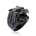 316L stainless steel lion head ring in matte black punk style for men jewelry - US 7 / Black