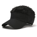 Visera negra para hombre con peluca creativa decorativa estilo urbano y callejero - Talla única / Negro (Peluca Negra)