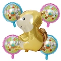 5-piece squirrel woodland animal foil balloon set for jungle birthday party decorations - Squirrel and Round Balloons Set