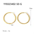 50mm large 18K gold plated stainless steel hoop earrings with 3mm thickness - Gold 50mm(YYE023402-50-G)