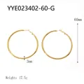 60mm large 18K gold plated stainless steel hoop earrings for women, 3mm thickness - Gold 60mm(YYE023402-60-G)