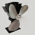 Eco-friendly heat powered aluminum fireplace fan with 4 blades for winter wood stove warming - Silver