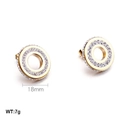 Minimalistische 18mm vergoldete hohle runde Creolen mit glitzernden Strasssteinen für Damen - 18mm / Goldfarbe (KLJ566-Z)